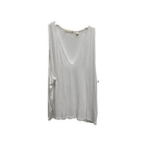 Tasc Tank Top Women XL White Dropped Armhole V Neck Stretch Bamboo Blend
